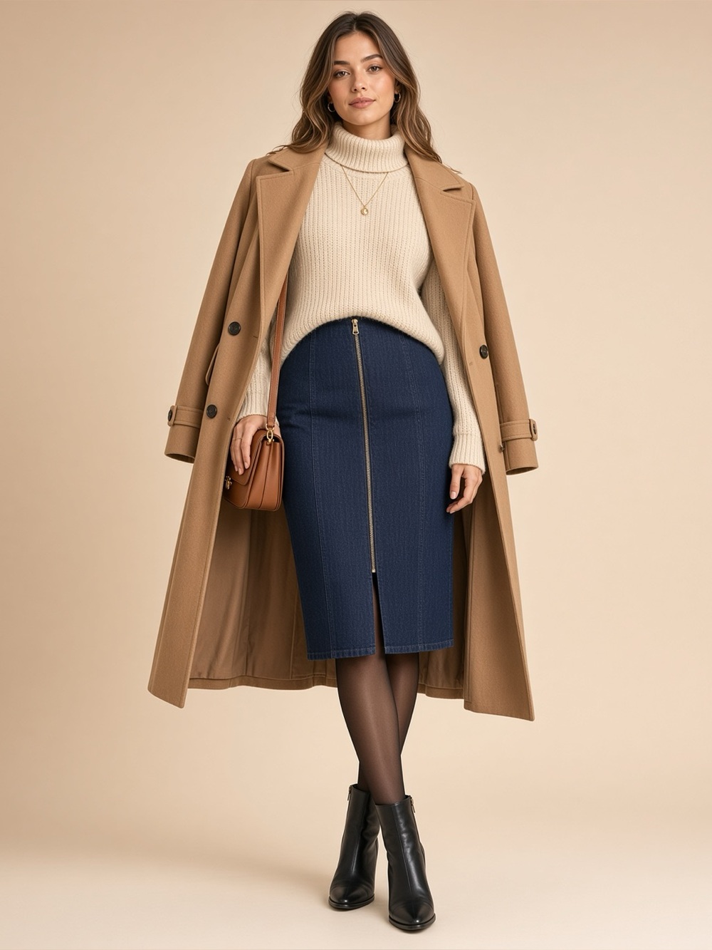 G.I.L.I. Dark Pencil Skirt with Front Zipper 6